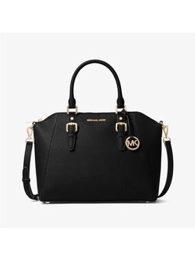 NWT! Michael Kors LARGE Ciara Satchel Black Leather